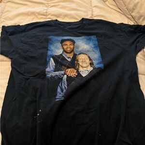 Black Graphic Portrait Tee featuring Two-Person Photo